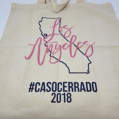 Caso Cerrado Canvas Tote Bag Los Angeles California Reusable Shopper 15x15 - Thumbnail 2
