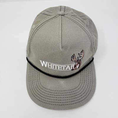 Whitetail Deer Hunting Hat Tan Buck Embroidered Snapback Outdoor Rope Cap - Thumbnail 2