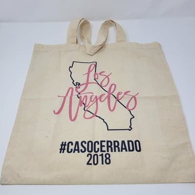 Caso Cerrado Canvas Tote Bag Los Angeles California Reusable Shopper 15x15 - Image 1