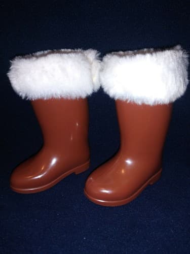 Madame Alexander Brown Boots White Fur Top Fits 18" American Girl Doll - Image 1