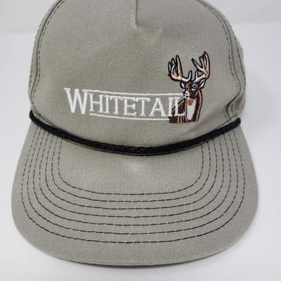 Whitetail Deer Hunting Hat Tan Buck Embroidered Snapback Outdoor Rope Cap - Thumbnail 5