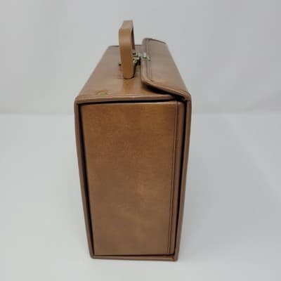 VINTAGE Cassette Tape Storage Case Holds 12 Brown Faux Leather Carry Case - Thumbnail 6