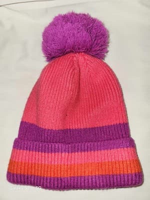 All in Motion Womens OS Pink & Purple Pom Pom Detail Stretch Cuffed Beanie - Thumbnail 3