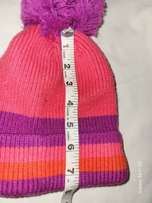 All in Motion Womens OS Pink & Purple Pom Pom Detail Stretch Cuffed Beanie - Thumbnail 5