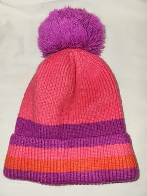 All in Motion Womens OS Pink & Purple Pom Pom Detail Stretch Cuffed Beanie - Thumbnail 4