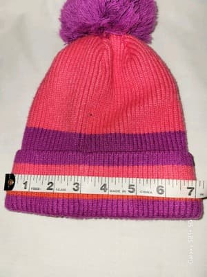 All in Motion Womens OS Pink & Purple Pom Pom Detail Stretch Cuffed Beanie - Thumbnail 6