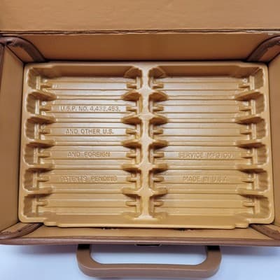 VINTAGE Cassette Tape Storage Case Holds 12 Brown Faux Leather Carry Case - Thumbnail 4