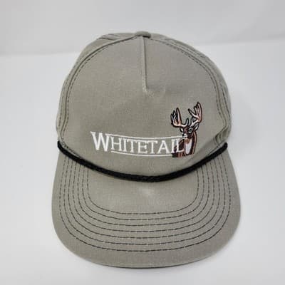 Whitetail Deer Hunting Hat Tan Buck Embroidered Snapback Outdoor Rope Cap - Thumbnail 4