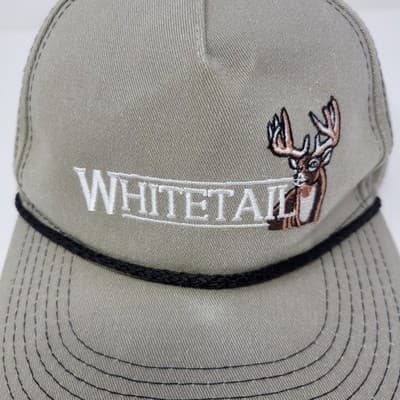 Whitetail Deer Hunting Hat Tan Buck Embroidered Snapback Outdoor Rope Cap - Thumbnail 3
