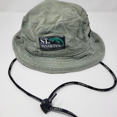 St Maarten Boating Fishing Hat Bucket Style Island Travel Outdoor Green Party - Image 1