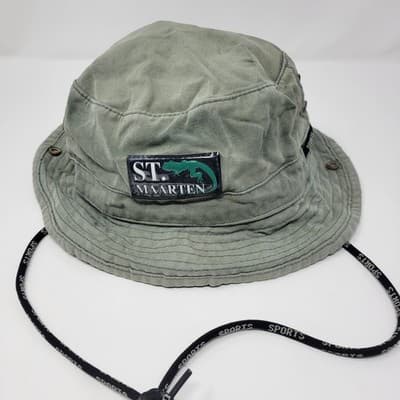 St Maarten Boating Fishing Hat Bucket Style Island Travel Outdoor Green Party - Thumbnail 2