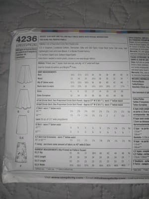 SIMPLICITY 4236 Pattern Skirts Slim Full Half Circle SKIRT 6-14 - Thumbnail 3