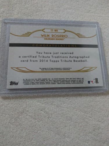 2014 Topps Tribute Traditions Autographs Orange/40 #TT-WR Wilin Rosario Auto - Thumbnail 4