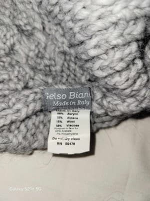 Gelso Bianco Made In Italy Wool Alpaca Synthetic Blend Knit Pom Pom Hat - Thumbnail 5