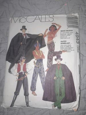 McCalls 4943 Costume Sz Large Buccaneer, Genie, Dracula, Joker Harem Girl CUT - Image 1
