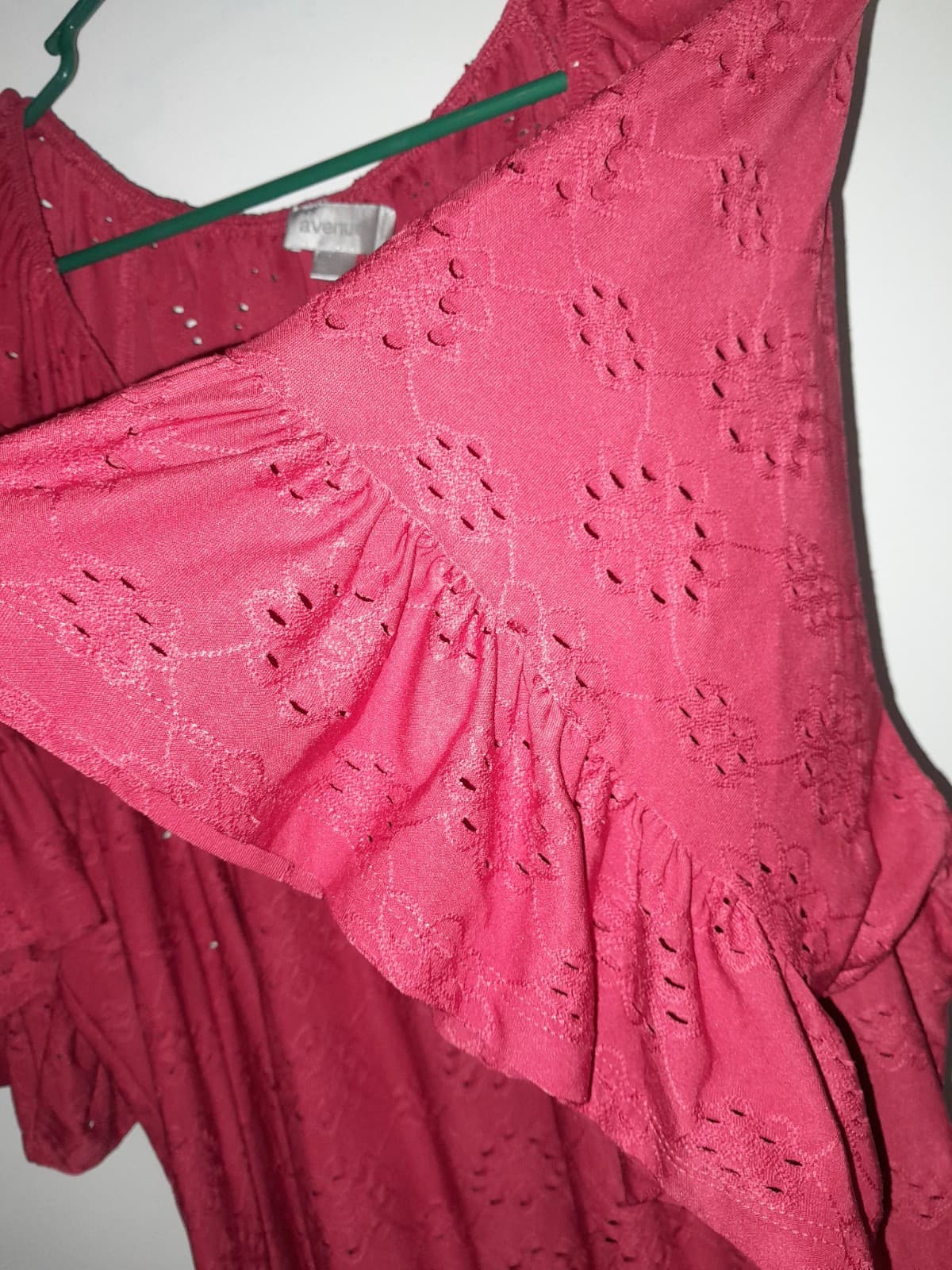 Avenue Red Eyelet Bell Ruffled Sleeves Ruffled Bottom Women’s Plus Size 3X - Thumbnail 6