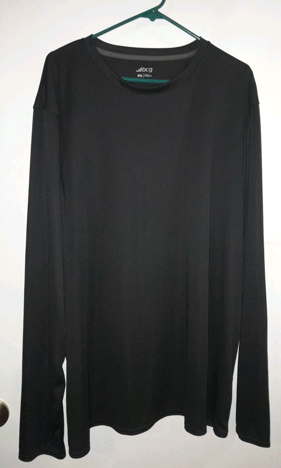 BCG Long Sleeve Activewear T Shirt Men’s 3XL XXXL Black Crewneck Lightweight - Thumbnail 2