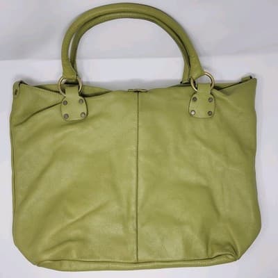 Italian Nappa Leather Oversized Slouchy Tote Green Shoulder Work Bag - Thumbnail 3