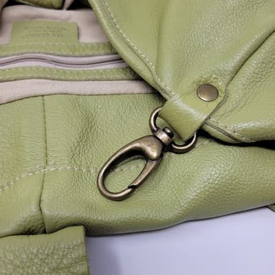 Italian Nappa Leather Oversized Slouchy Tote Green Shoulder Work Bag - Thumbnail 8