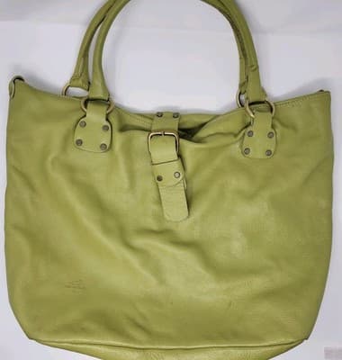 Italian Nappa Leather Oversized Slouchy Tote Green Shoulder Work Bag - Thumbnail 5