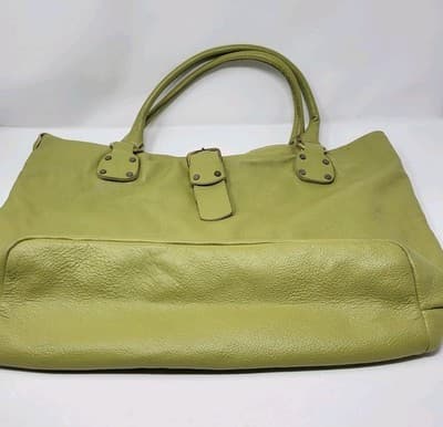 Italian Nappa Leather Oversized Slouchy Tote Green Shoulder Work Bag - Thumbnail 2