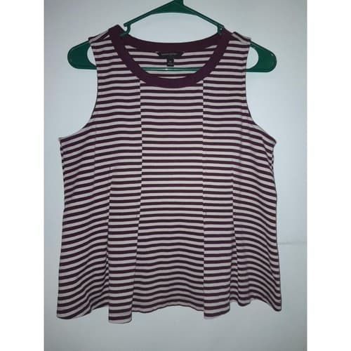 Banana Republic Maroon Striped Plum Peplum Tank Top Size M Sleeveless Top - Image 1