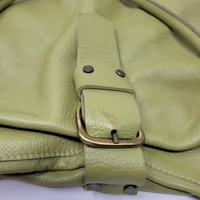 Italian Nappa Leather Oversized Slouchy Tote Green Shoulder Work Bag - Thumbnail 6
