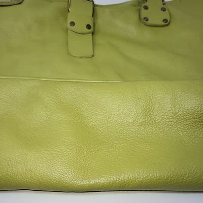 Italian Nappa Leather Oversized Slouchy Tote Green Shoulder Work Bag - Thumbnail 15