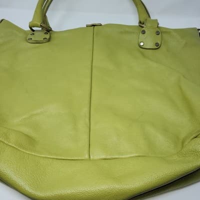 Italian Nappa Leather Oversized Slouchy Tote Green Shoulder Work Bag - Thumbnail 16