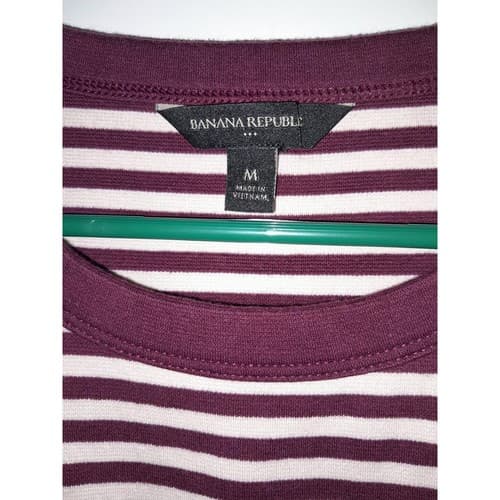 Banana Republic Maroon Striped Plum Peplum Tank Top Size M Sleeveless Top - Thumbnail 3