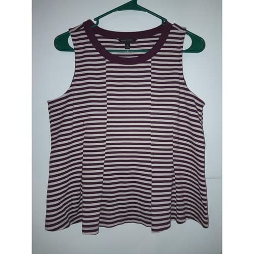 Banana Republic Maroon Striped Plum Peplum Tank Top Size M Sleeveless Top - Thumbnail 2