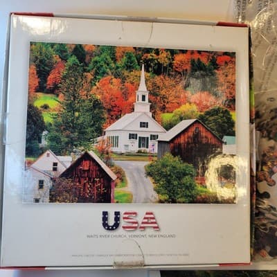 Ceaco 550 Piece Puzzle USA Series Waits River Church Vermont Complete w/ Poster - Thumbnail 7
