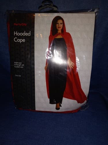 Full Length Red Hooded Cape Costume Adult One Size Rubies Made In The USA - Thumbnail 2