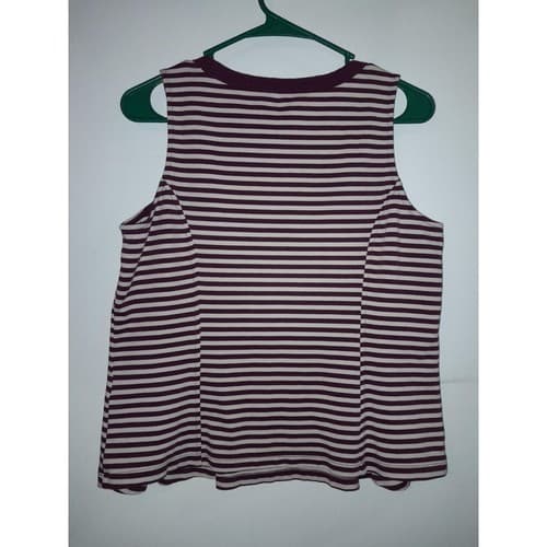Banana Republic Maroon Striped Plum Peplum Tank Top Size M Sleeveless Top - Thumbnail 4