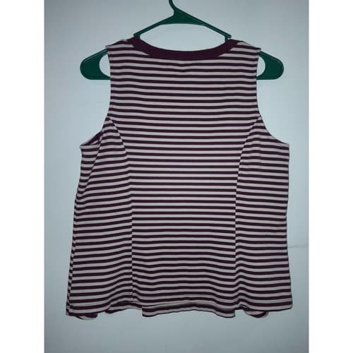 Banana Republic Maroon Striped Plum Peplum Tank Top Size M Sleeveless Top - Thumbnail 5