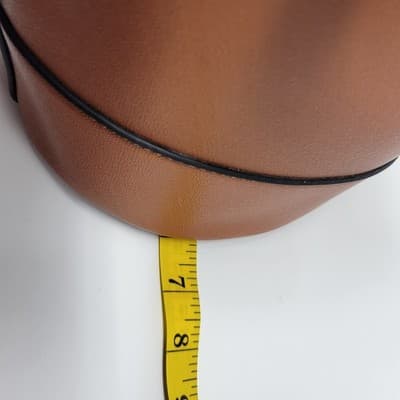 Wood Handle Bucket Bag Cognac Brown Faux Leather Boho Structured Purse - Thumbnail 12
