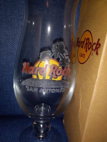 Hard Rock Cafe San Antonio Hurricane Glass 9 inches tall GUC Souvenir Glass - Thumbnail 2
