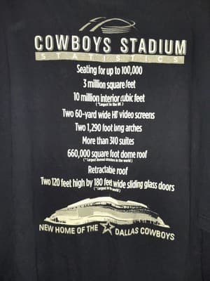 Dallas Cowboys Stadium Inaugural Season 2009 Commerative Tshirt Size 3XL - Thumbnail 6