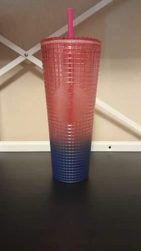 Starbucks 24oz Watermelon Pink Purple Gradient Ombre Grid Venti Tumbler Cup - Image 1