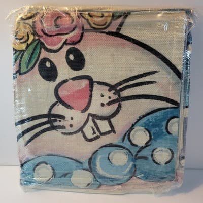 Peace Bunny Throw Pillow Covers 18 X 18 Linen Watercolor Spring Design Set of 4 - Image 1