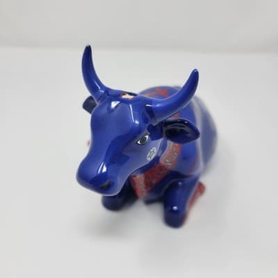 COWPARADE Cow Figurine Colorful Blue Bandana Star 2001 Folk Art Cute Collectible - Thumbnail 3