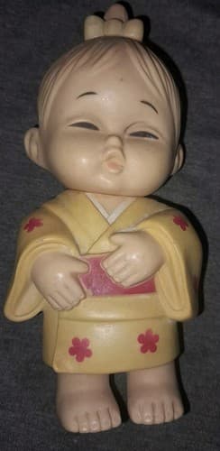 Vintage Collectible Japanese HAKATA DOLL Toy Figurine Approx. 6" tall Plastic - Thumbnail 2