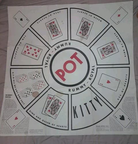 Vintage PAPER Western RUMMY ROYAL GAME Table Sized Game Sheet Mat - Image 1