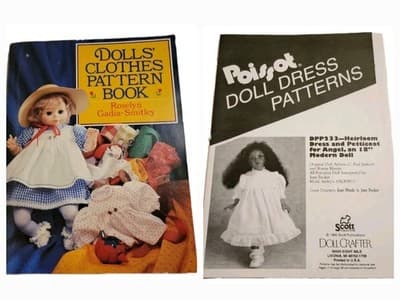 Dolls’ Clothes Pattern Book + Doll Crafter Heirloom Dress Pattern Bundle - Image 1