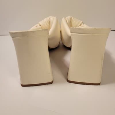 Open Edit | Women’s 8 Ivory Pillowy Faux Leather Block Heel Sandals Slides - Thumbnail 3