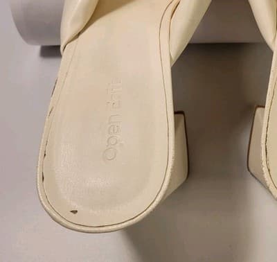 Open Edit | Women’s 8 Ivory Pillowy Faux Leather Block Heel Sandals Slides - Thumbnail 12