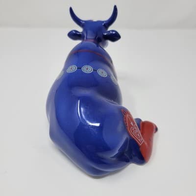COWPARADE Cow Figurine Colorful Blue Bandana Star 2001 Folk Art Cute Collectible - Thumbnail 5