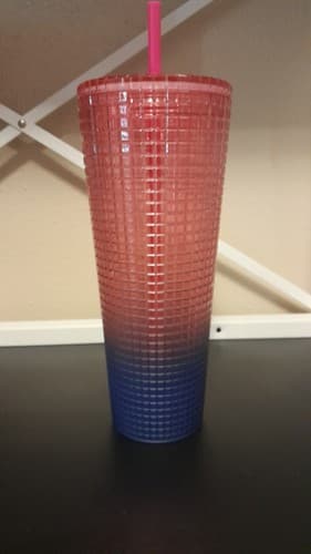Starbucks 24oz Watermelon Pink Purple Gradient Ombre Grid Venti Tumbler Cup - Thumbnail 3