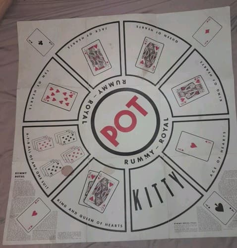 Vintage PAPER Western RUMMY ROYAL GAME Table Sized Game Sheet Mat - Thumbnail 2