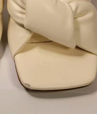 Open Edit | Women’s 8 Ivory Pillowy Faux Leather Block Heel Sandals Slides - Thumbnail 11